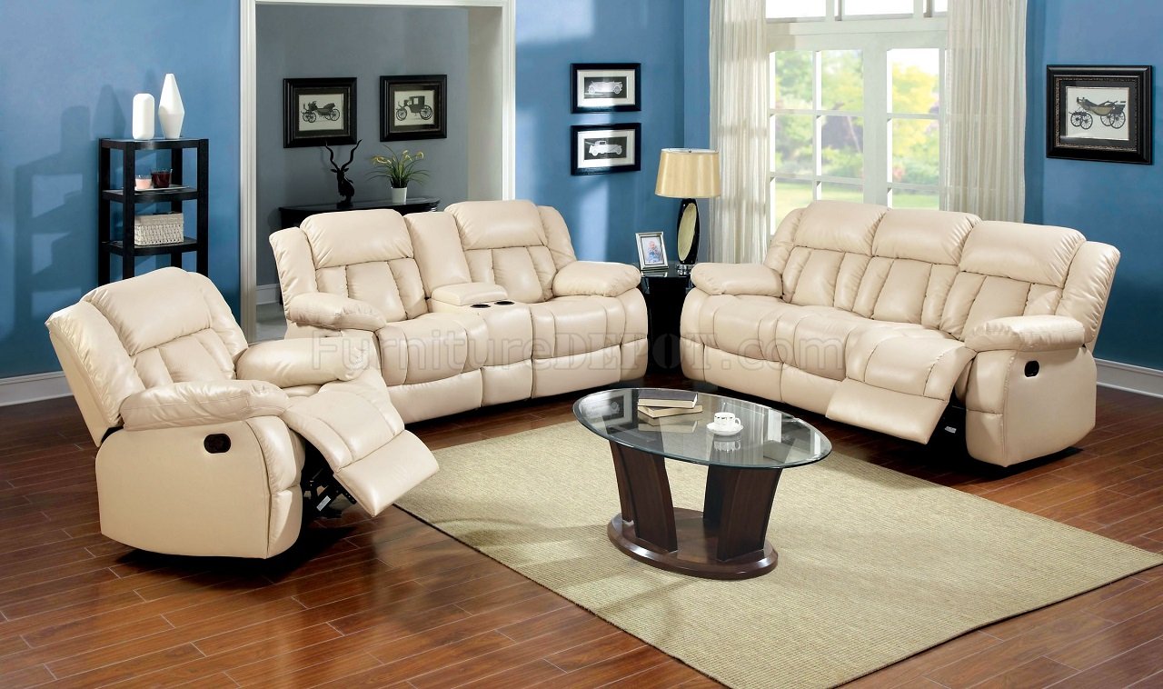 Barbado Reclining Sofa CM6827 Match w/Options Ivory Leather in