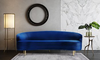 Baila Sofa TOV-S135 in Navy Velvet Fabric by TOV Furniture [TVS-TOV-S135-Baila Navy]