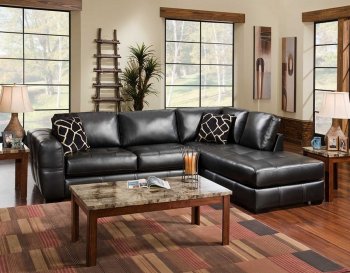 Valencia Black Leatherette Modern Sectional Sofa [ALSS-658 Valencia Black]