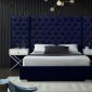 Grande Upholstered Bed in Navy Velvet Fabric by Meridian