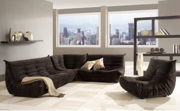 Brown Micro Suede Modern Sofa & Loveseat Set w/Options [CVS-Camilla Brown]