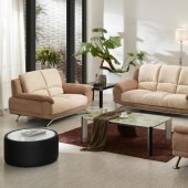 Beige & Cream Two-Tone Microfiber 3Pc Modern Living Room Set