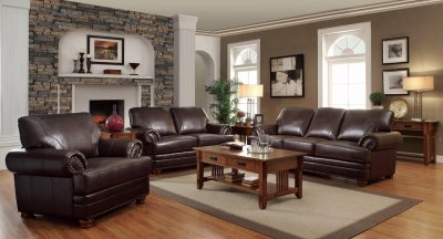 Colton Sofa 504411 in Brown Bonded Leather by Coaster w/Options