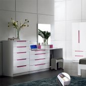 B27B Bedroom in White & Pink High Gloss by Pantek w/Options