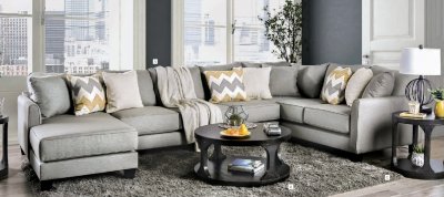 Mandurah Sectional Sofa SM1284 in Gray Linen-Like Fabric