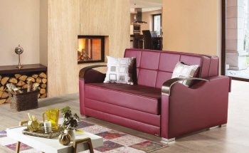 Etro Prime Loveseat Sleeper in Burgundy Leatherette by Mobista [MTLS-Etro Prime Burgundy]