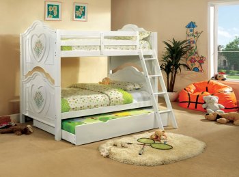 CM-BK119 Isabella III Twin/Twin Bunk Bed White w/Options [FAKB-CM-BK119 Isabella III]