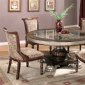 Glass Top Brown Finish Traditional 5 Pc Dining Set w/Options