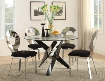 Hagelin Dining Table 72325 in Black & Chrome by Acme w/Options [AMDS-72325 Hagelin]