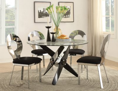 Hagelin Dining Table 72325 in Black & Chrome by Acme w/Options