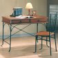 Warm Wood & Dark Metal Two-Tone Classic Home Office Desk w/Chair