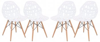 Akron Set of 4 Dining Chairs AK19W in White by LeisureMod [LMDC-AK19W-Akron White]