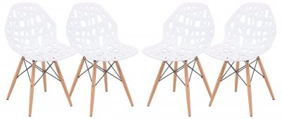 Akron Set of 4 Dining Chairs AK19W in White by LeisureMod