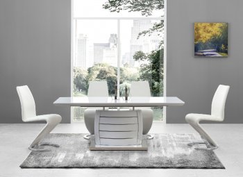 D4801DT Dining Table in White by Global w/Optional White Chairs [GFDS-D4801DT-D9002DC-WH]