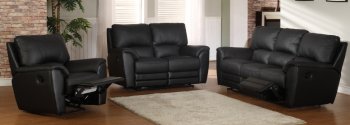 Black Leatherette Modern Reclining Sofa & Loveseat Set w/Options [CYS-Hamilton]
