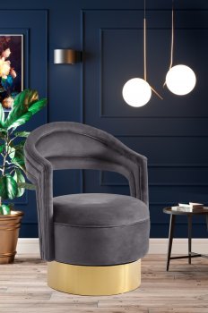 Petrona Accent Chair 575 in Grey Velvet by Meridian [MRCC-575 Petrona Grey]