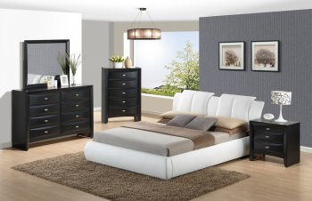 8269 WH/Linda Black 5Pc Set Bedroom by Global w/Options [GFBS-8269 White Linda Black]