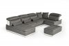 Panorama Sectional Sofa in Grey Fabric & White Leather by VIG