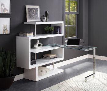 Buck II Writing Desk w/Shelf 93179 in White by Acme [AMOD-93179 Buck II]