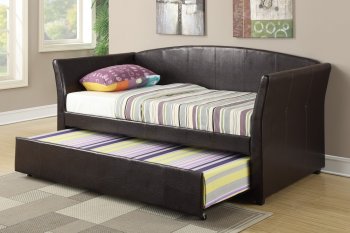 F9221 Twin Bed w/Trundle by Poundex in Espresso Faux Leather [PXKB-F9221]