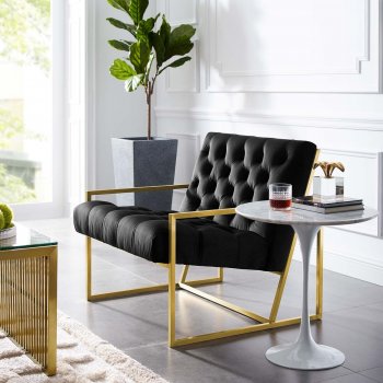 Bequest Accent Chair in Black Velvet by Modway [MWAC-3073 Bequest Black]