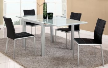 Frosted Glass Extendable Top Modern 5Pc Dining Set [CYDS-MARTIN]