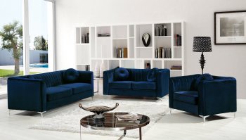 Isabelle 612 Sofa in Navy Velvet Fabric w/Options by Meridian [MRS-612 Navy Isabelle]