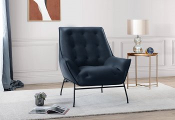 U8933 Accent Chair in Navy Leather by Global [GFAC-U8933 Navy]