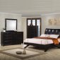 Cappuccino Finish Modern Bedroom w/Faux Leather Upholstered Bed