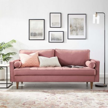 Valour Sofa in Dusty Rose Velvet Fabric by Modway w/Options [MWS-3764 Valour Dusty Rose]