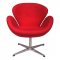 Swan Lounge Chair SW29RW in Red Wool by LeisureMod