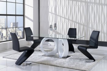 D9002DT Dining Room Set 5Pc by Global w/Black Side Chairs [GFDS-D9002DT-9002DC-BL]