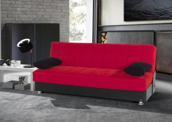 Leon Sofa Bed Convertible in Red Microfiber by Rain [RNSB-Leon Red]