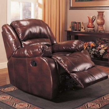 Brown Bonded Leather Modern Rocker Recliner Chair w/Pillow Arms [CRRC-600258]