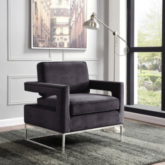 Noah Accent Chair 510 in Grey Velvet Fabric by Meridian