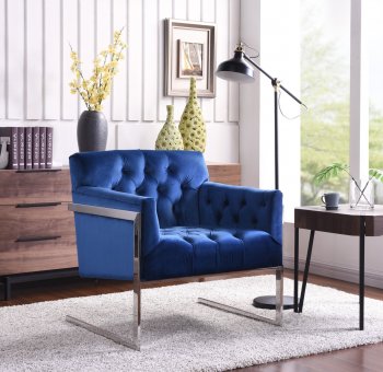 Riley Accent Chair 517 in Navy Velvet Fabric by Meridian [MRCC-517 Riley Navy]