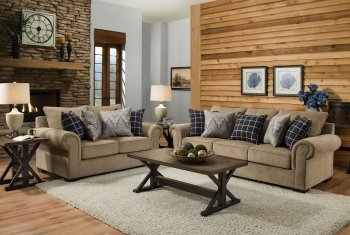 7592BR Sofa & Loveseat Set in Tan Gavin Mushroom by Beautyrest [MXS-7592BR]