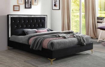 Rowan Upholstered Bed 28990 in Black Fabric by Acme [AMB-28990 Rowan]