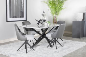 Paulita Dining Room 5Pc Set 110711 White & Gunmetal by Coaster [CRDS-110711 Paulita]