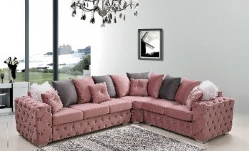 LCL-027 Sectional Sofa in Pink Velvet [BDSS-LCL-027 Pink]