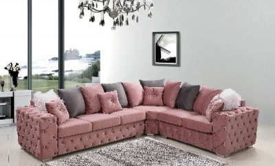 LCL-027 Sectional Sofa in Pink Velvet