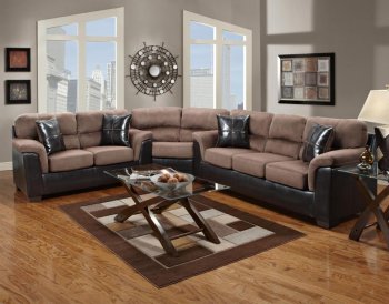 Chocolate Fabric & Dark Brown Vinyl Modern Sectional Sofa [CHFSS-V4-6200-Chocolate]