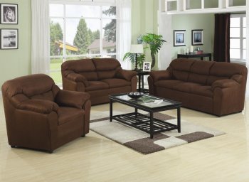 Brown Fabric Modern 3Pc Sofa Set w/Pillow Padded Arms [CRS-501861N Taylor]