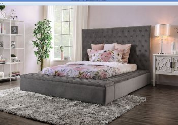 Davida Bed CM7897GY in Gray Flannelette w/Options [FAB-CM7897GY-Davida]