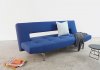 Wing Sofa Bed in Soft Sapphire Fabric by Innovation w/Steel Legs