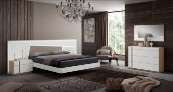 Anna Bedroom Set in White & Natural Oak by ESF w/Options [EFBS-Anna Set]