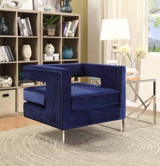 Carson 502 Accent Chair in Navy Velvet Fabric w/Acrylic Legs