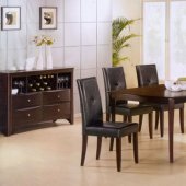 Rich Cappuccino Finish Dining Set W/Bycast Leather Seats