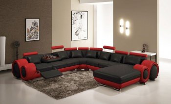 4084 Sectional Sofa in Black & Red Bonded Leather by VIG [VGSS-VGEV4084-4-BL Black Red]