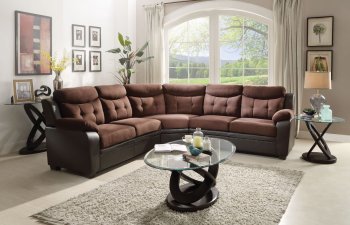 Haidee Sectional Sofa 52635 in Chocolate Fabric & PU by Acme [AMSS-52635-Haidee]